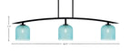 Kurve Three Light Bar in Matte Black with Turquoise Textured Glass Shade