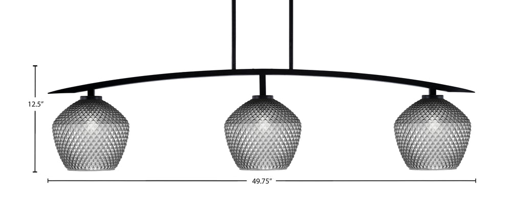 Kurve Three Light Bar in Matte Black with Smoke Textured Shade