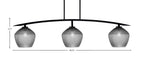 Kurve Three Light Bar in Matte Black with Smoke Textured Shade
