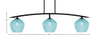 Kurve Three Light Bar in Matte Black with Turquoise Textured Shade