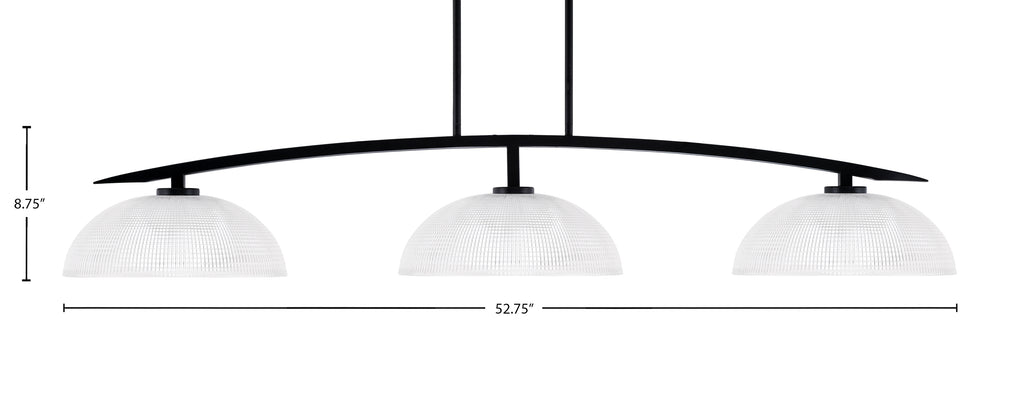 Kurve Three Light Bar in Matte Black with Clear Ribbed Shade