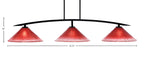 Kurve Three Light Bar in Matte Black with Raspberry Crystal Shade