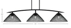 Kurve Three Light Bar in Matte Black with Matte Black Cone Mesh Metal Shades Shade