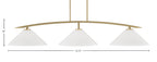 Kurve Three Light Bar in New Age Brass with 16" White Marble Shade
