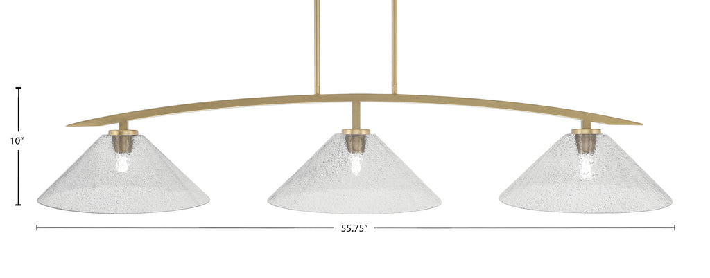 Kurve Three Light Bar in New Age Brass with Smoke Bubble Shade