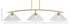 Kurve Three Light Bar in New Age Brass with Smoke Bubble Shade