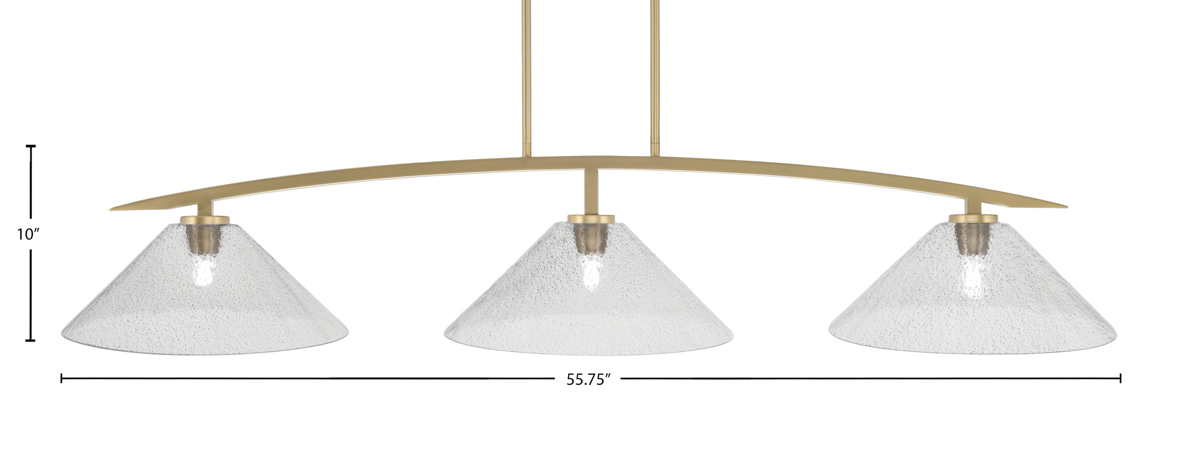 Kurve Three Light Bar in New Age Brass with Smoke Bubble Shade