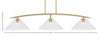 Kurve Three Light Bar in New Age Brass with Clear Bubble Shade