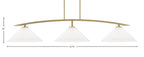 Kurve Three Light Bar in New Age Brass with White Muslin Shade