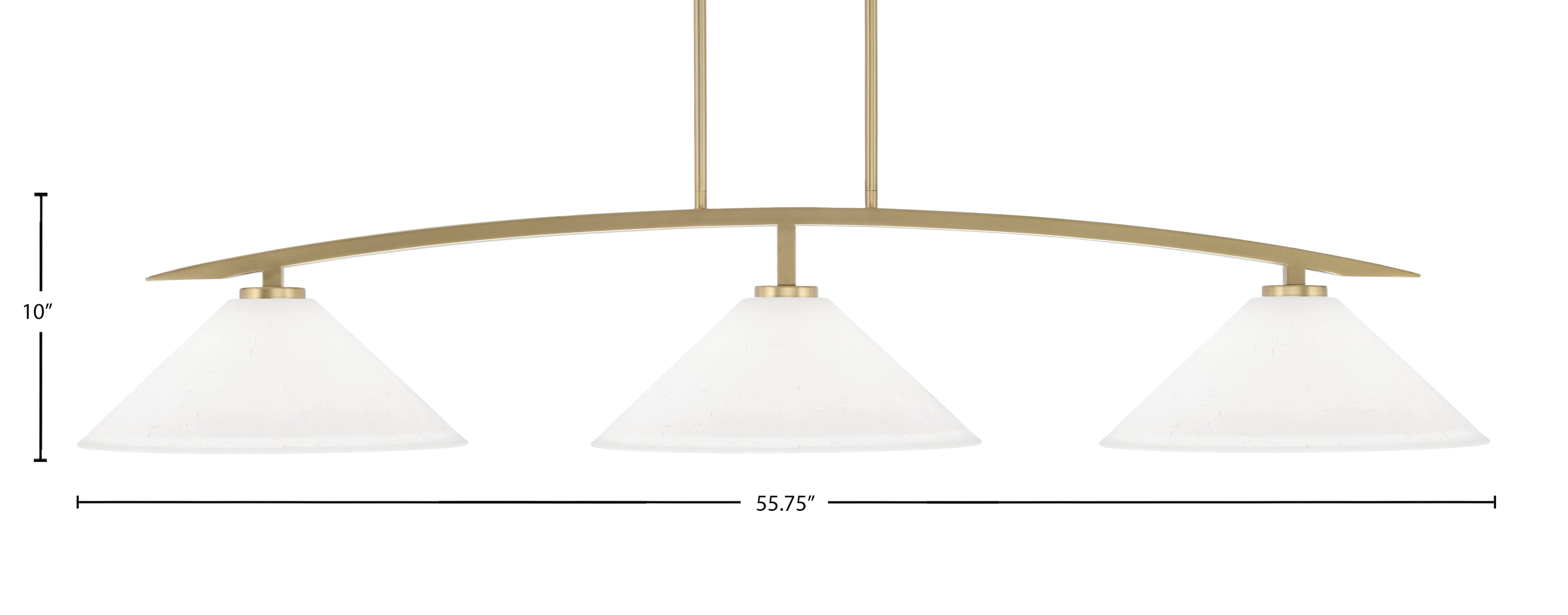 Kurve Three Light Bar in New Age Brass with White Muslin Shade