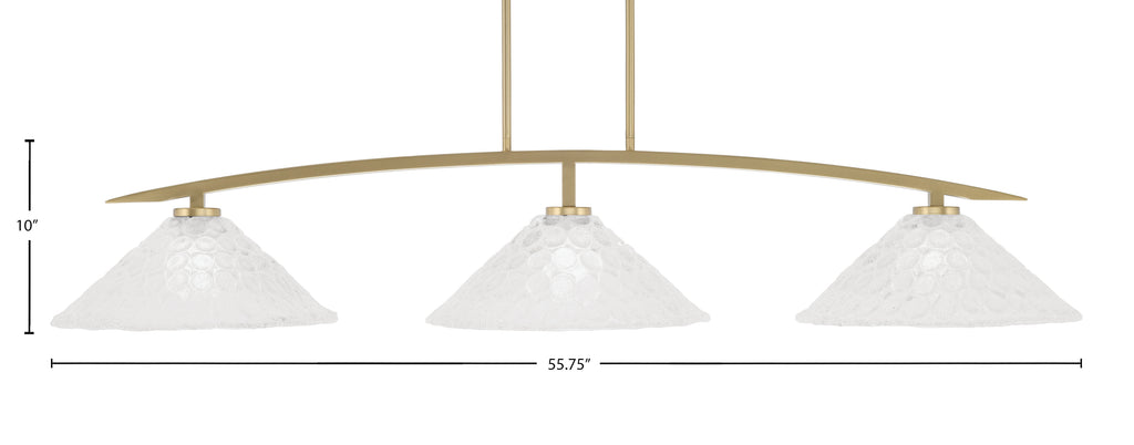 Kurve Three Light Bar in New Age Brass with Italian Bubble Shade