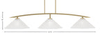 Kurve Three Light Bar in New Age Brass with Italian Bubble Shade