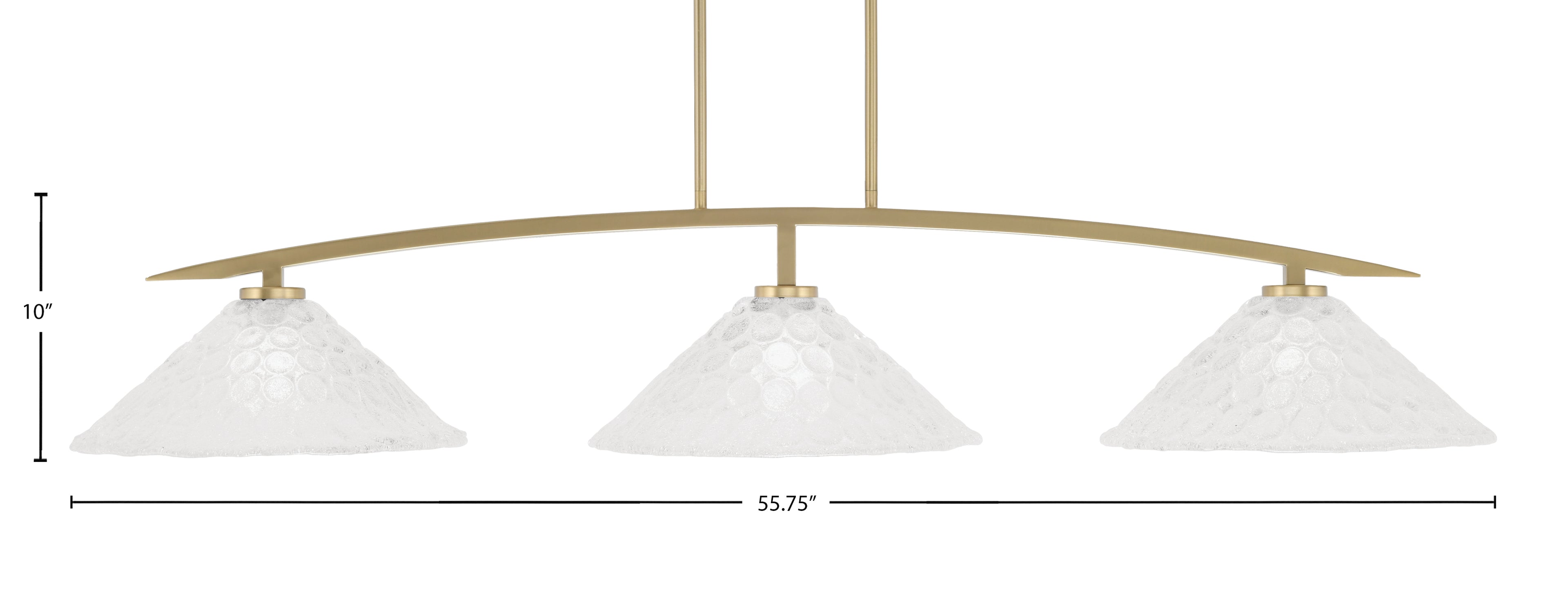 Kurve Three Light Bar in New Age Brass with Italian Bubble Shade