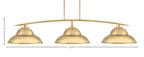 Kurve Three Light Bar in New Age Brass with 16" New Age Brass Double Bubble Metal Sade Shade