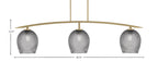 Kurve Three Light Bar in New Age Brass with Smoke Textured Shade