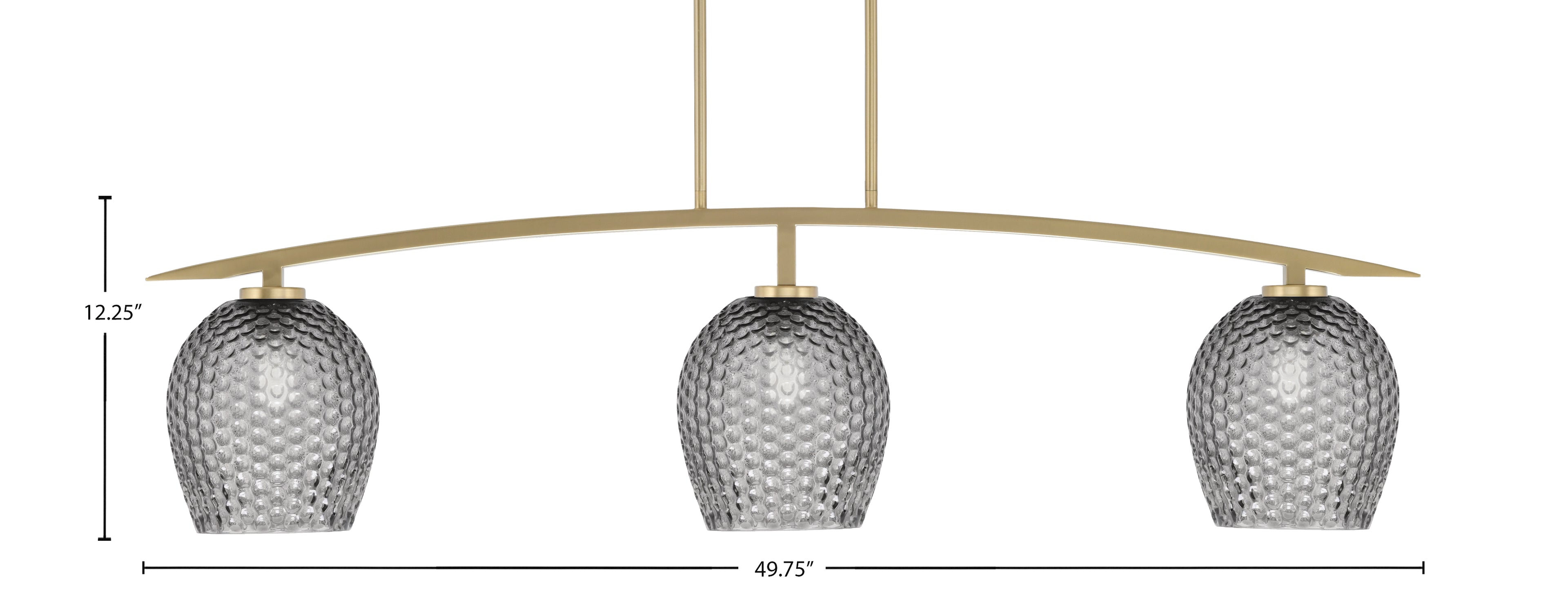 Kurve Three Light Bar in New Age Brass with Smoke Textured Shade