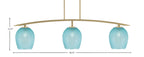Kurve Three Light Bar in New Age Brass with Turquoise Textured Shade