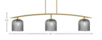 Kurve Three Light Bar in New Age Brass with Smoke Textured Shade