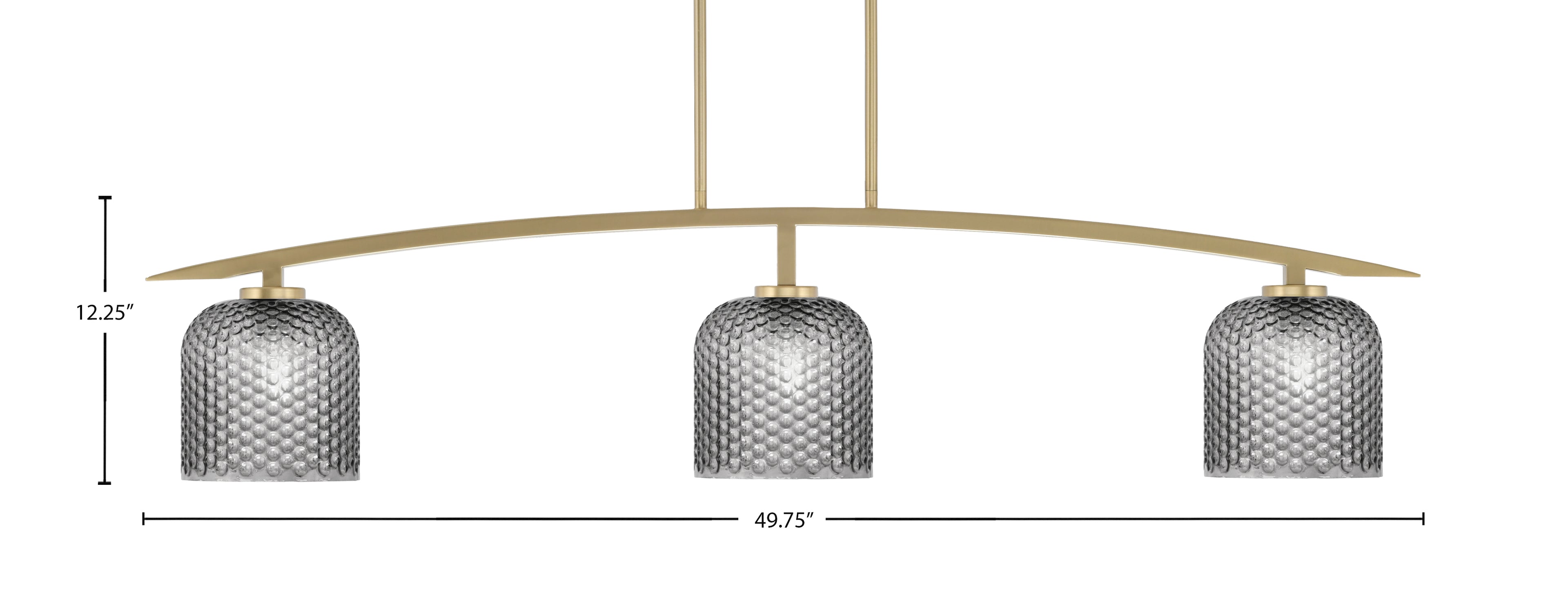 Kurve Three Light Bar in New Age Brass with Smoke Textured Shade