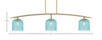 Kurve Three Light Bar in New Age Brass with Turquoise Textured Shade