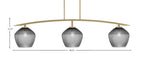 Kurve Three Light Bar in New Age Brass with Smoke Textured Shade