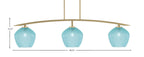 Kurve Three Light Bar in New Age Brass with Turquoise Textured Shade