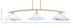 Kurve Three Light Bar in New Age Brass with Blue Swirl Shade