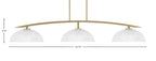 Kurve Three Light Bar in New Age Brass with Clear Ribbed Shade