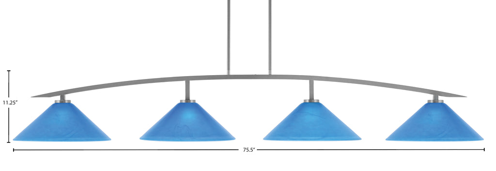 Kurve Four Light Bar in Graphite with Blue Italian Shade