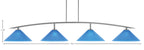 Kurve Four Light Bar in Graphite with Blue Italian Shade