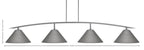 Kurve Four Light Bar in Graphite with Graphite Cone Metal Shade Shade