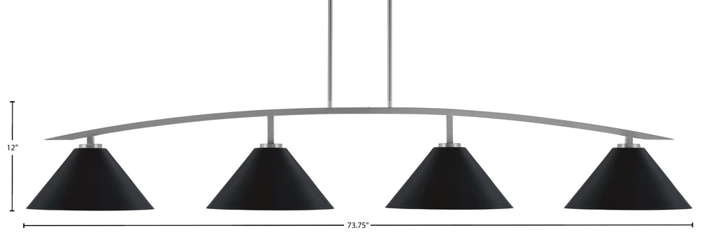 Kurve Four Light Bar in Graphite with Matte Black Cone Metal Shade Shade
