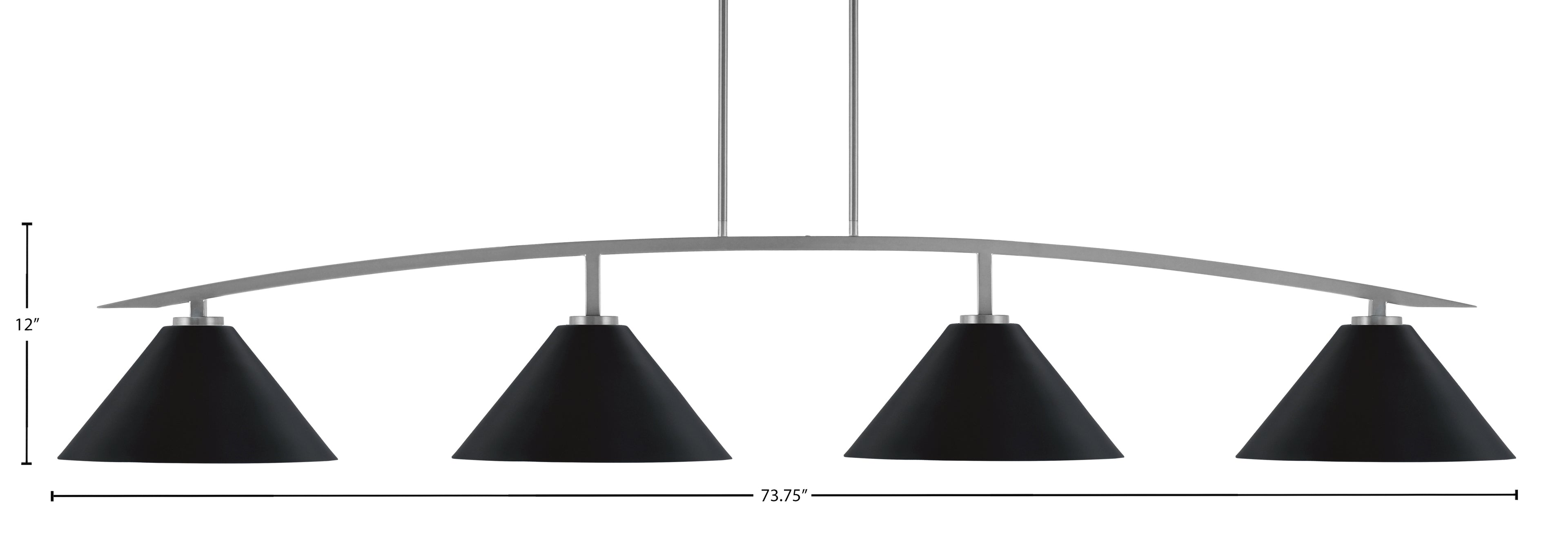 Kurve Four Light Bar in Graphite with Matte Black Cone Metal Shade Shade