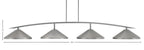 Kurve Four Light Bar in Graphite with Graphite Cone Metal Shade Shade