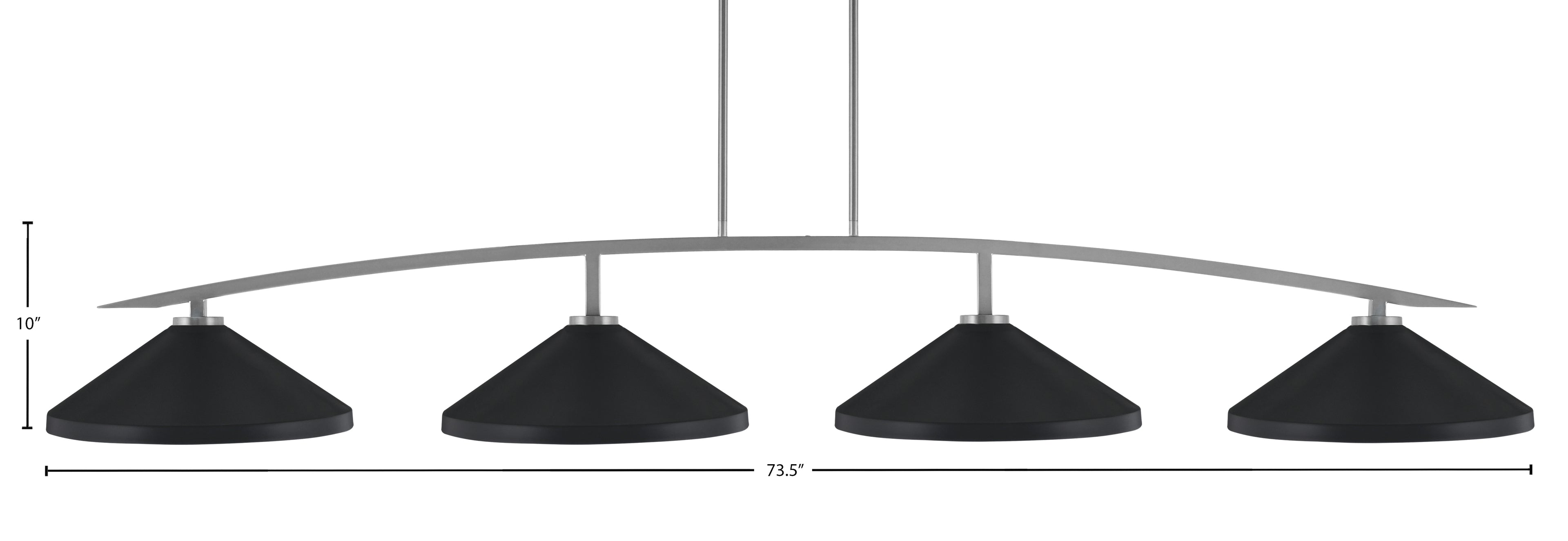 Kurve Four Light Bar in Graphite with Matte Black Cone Metal Shade Shade