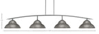 Kurve Four Light Bar in Graphite with Graphite Double Bubble Metal Shade Shade