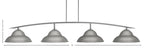 Kurve Four Light Bar in Graphite with Graphite Double Bubble Metal Shade Shade