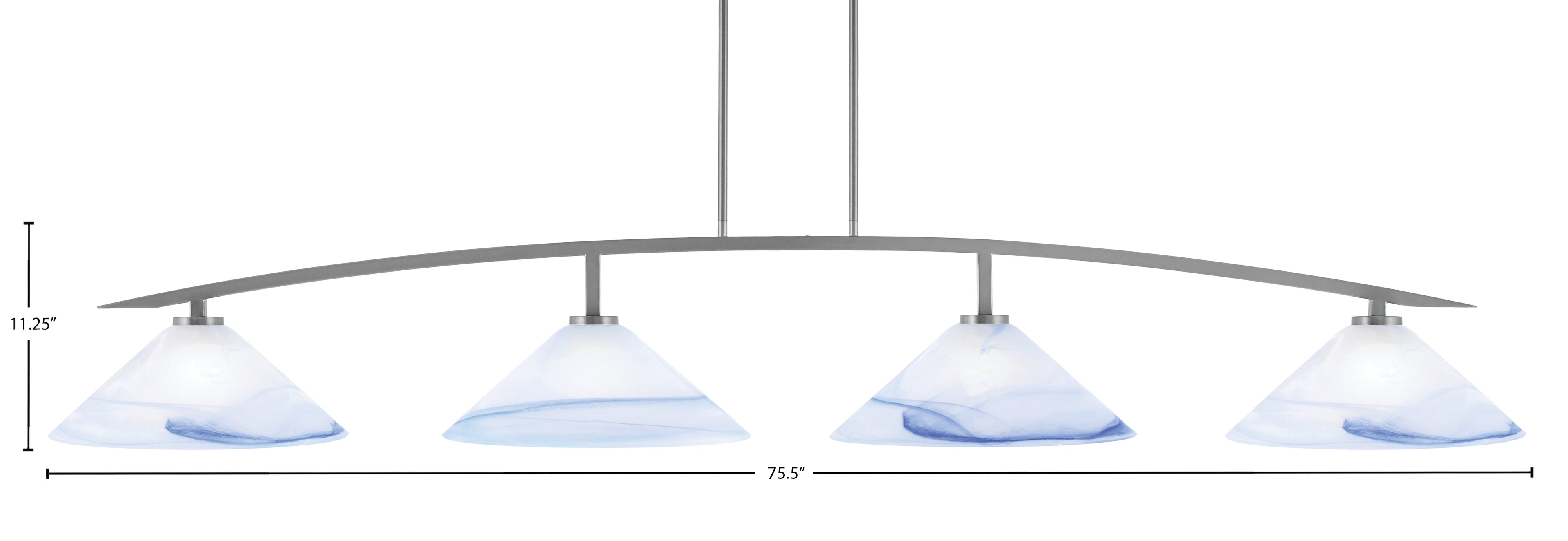 Kurve Four Light Bar in Graphite with Blue Swirl Shade