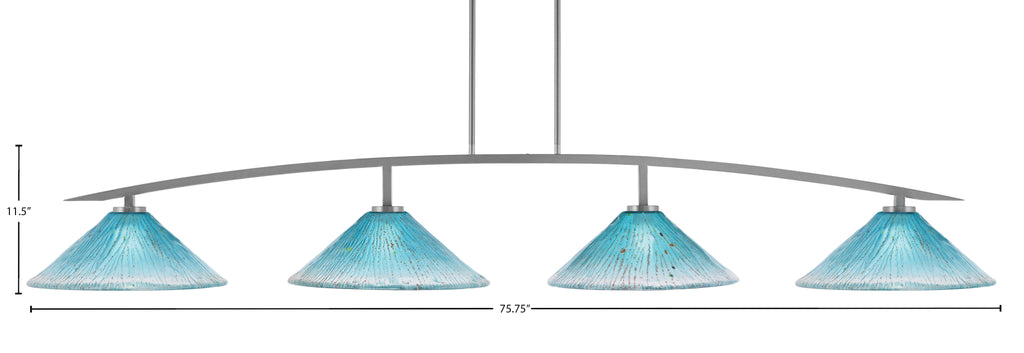 Kurve Four Light Bar in Graphite with Teal Crystal Shade