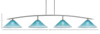 Kurve Four Light Bar in Graphite with Teal Crystal Shade
