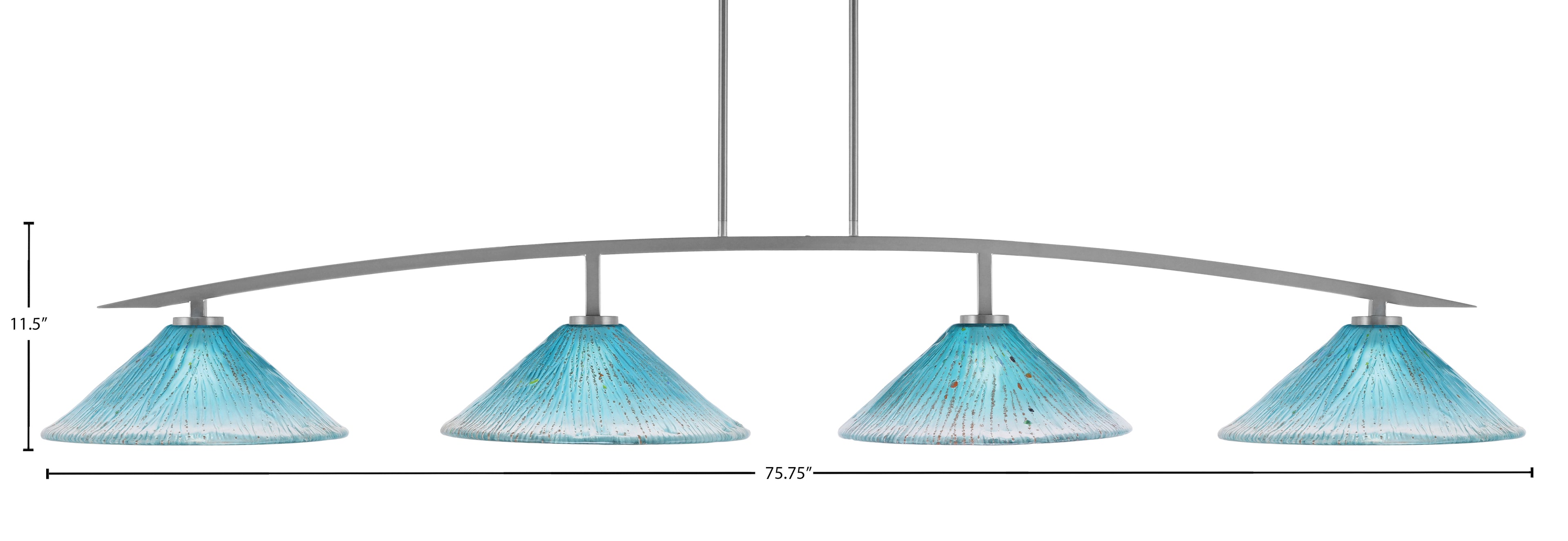 Kurve Four Light Bar in Graphite with Teal Crystal Shade