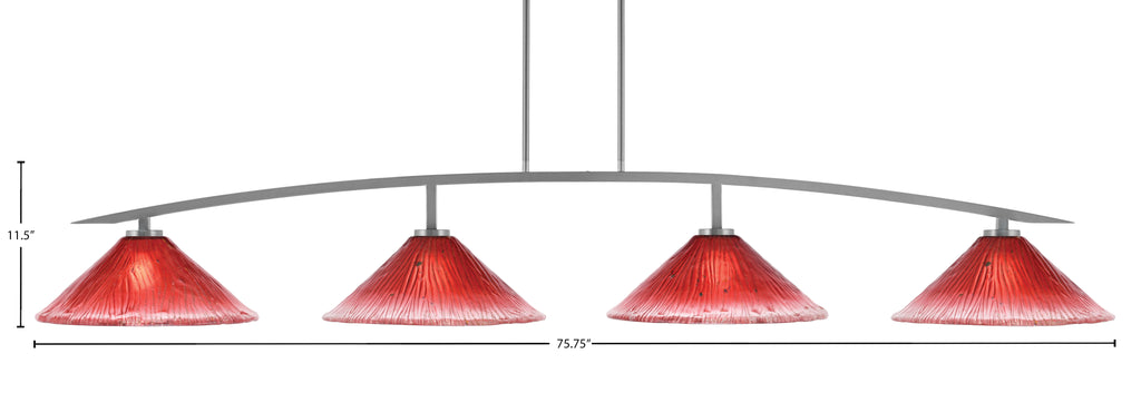 Kurve Four Light Bar in Graphite with Raspberry Crystal Shade