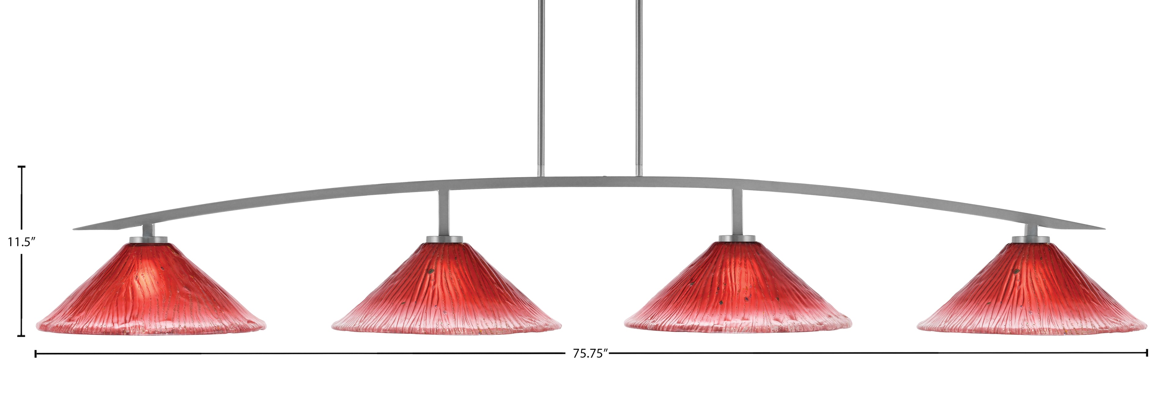 Kurve Four Light Bar in Graphite with Raspberry Crystal Shade