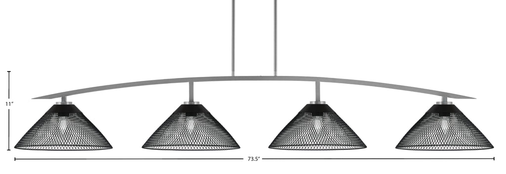 Kurve Four Light Bar in Graphite with Matte Black Cone Mesh Metal Shade Shade