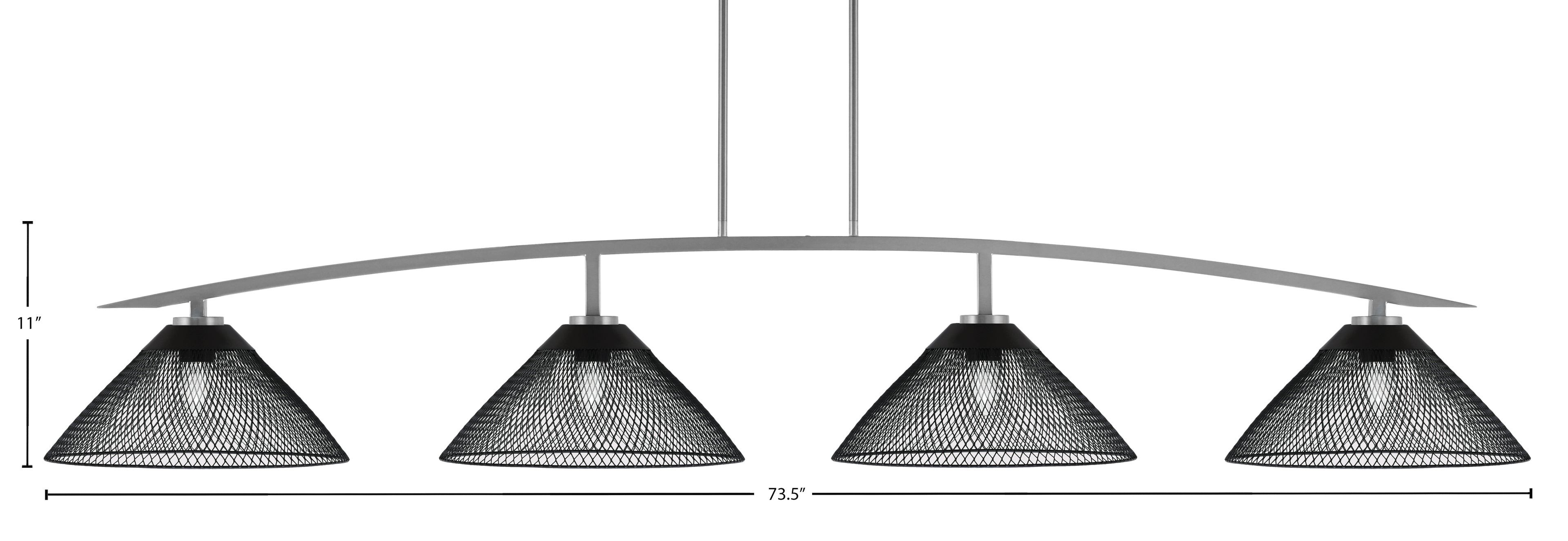 Kurve Four Light Bar in Graphite with Matte Black Cone Mesh Metal Shade Shade
