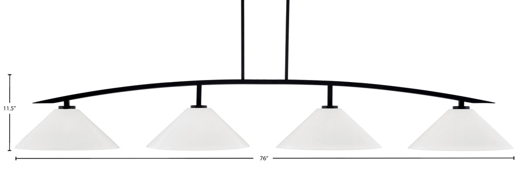 Kurve Four Light Bar in Matte Black with White Marble Shade