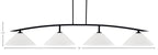 Kurve Four Light Bar in Matte Black with White Marble Shade