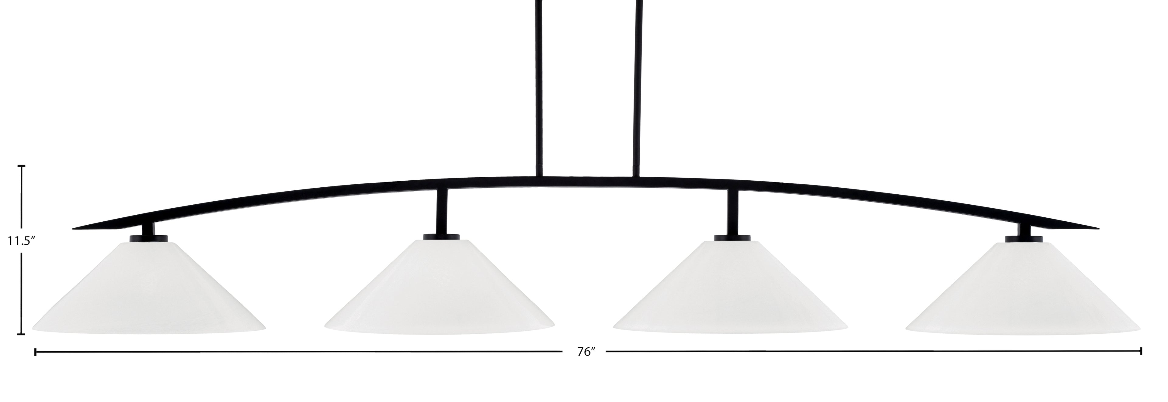Kurve Four Light Bar in Matte Black with White Marble Shade
