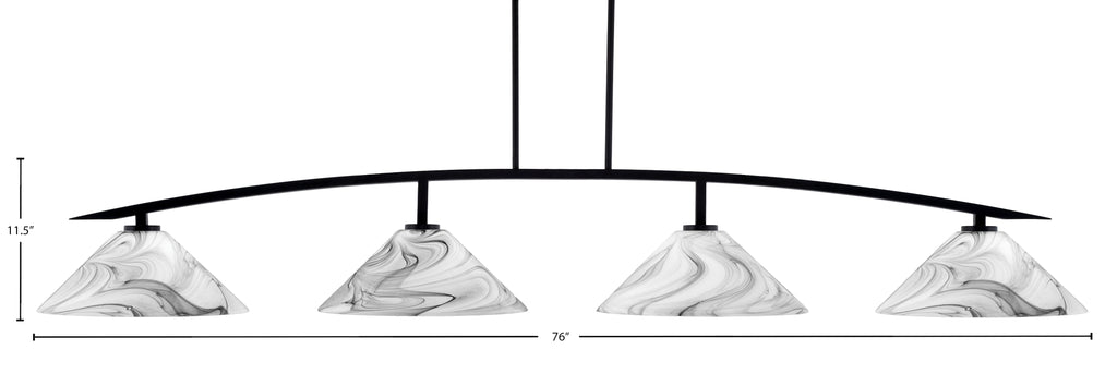 Kurve Four Light Bar in Matte Black with Onyx Swirl Shade