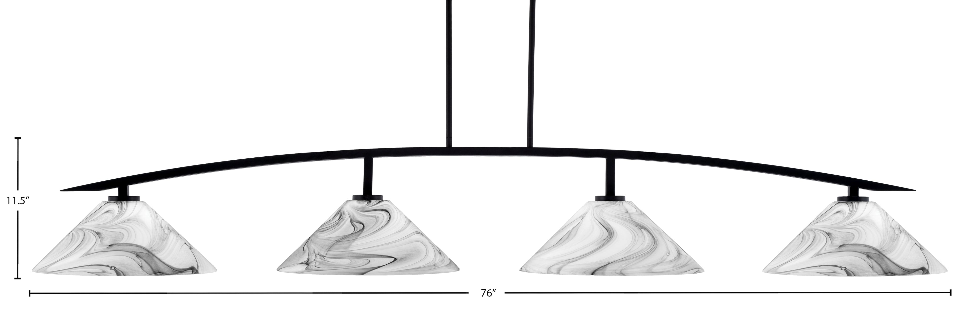Kurve Four Light Bar in Matte Black with Onyx Swirl Shade